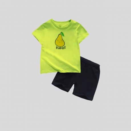 Boys Cute Print Green T-shirt and Shorts Set – RKFCW352