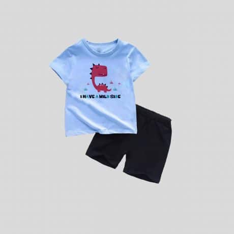 Boys Cute Print Blue T-shirt and Shorts Set – RKFCW354