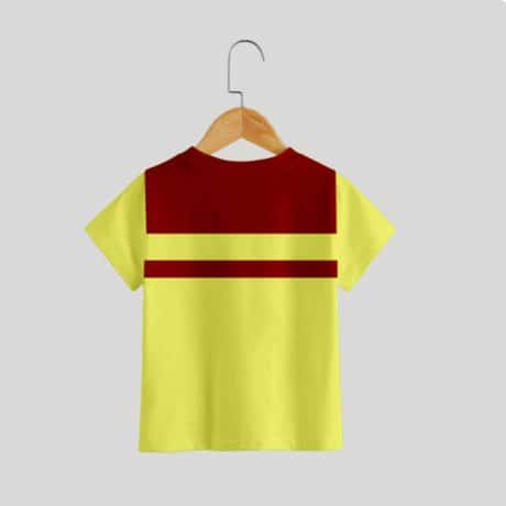 Boys Light Yellow Crew Neck Color Block with Stripes T-Shirt – RKFCW367