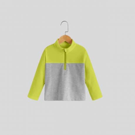 Boys Quarter Zipper Color Block Neon and Grey Sweatshirt – RKFCW371