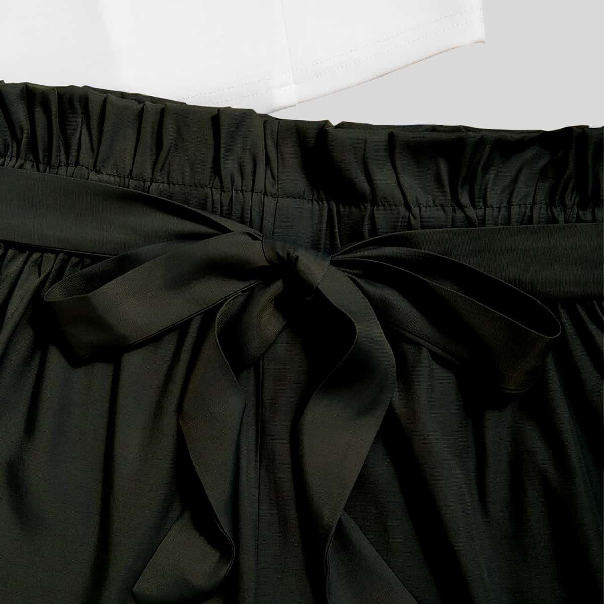 Black Crop Cami Top & Paper Bag Waist Shorts-RCB005
