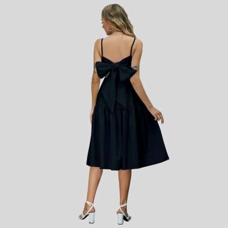 Black Bow Back Cami Dress-RCD024
