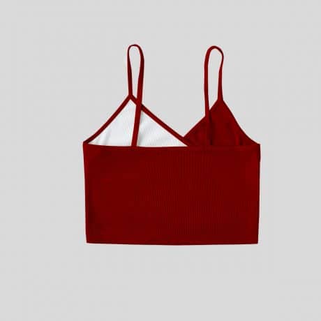 Maroon Two Tone Crossover Front Cami Top-RCT044