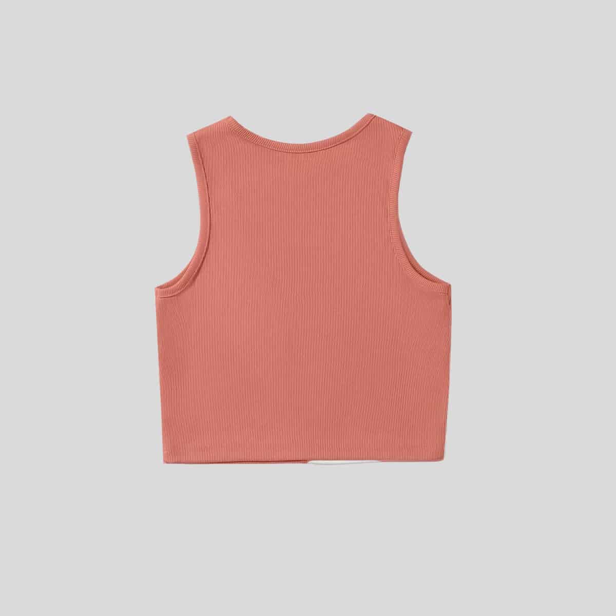 Baby Pink Colourblock Rib-knit Tank Top-RCT047