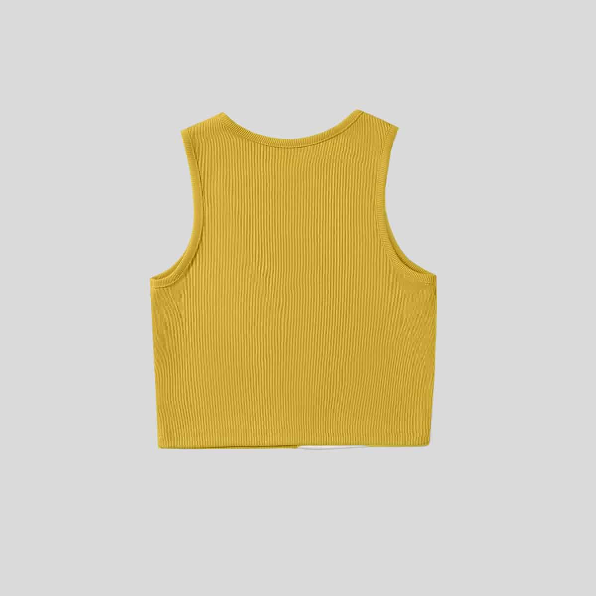 Yellow Color Block Rib-knit Tank Top-RCT048