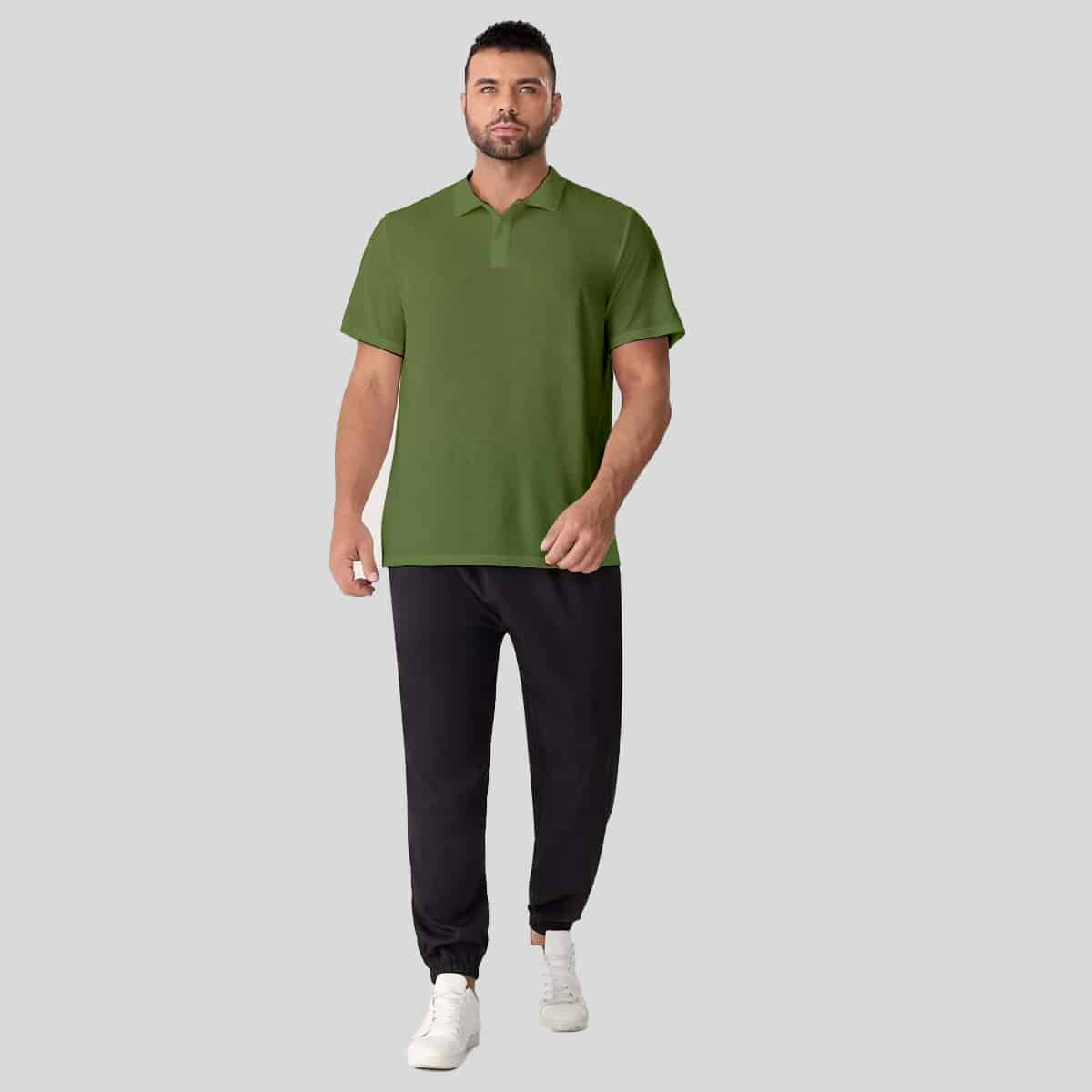 Basics Men Collared Button Front Polo T-Shirt-RFSS19M09