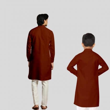 Brown Colour Twinning Cotton Pathani Kurta-RKC001