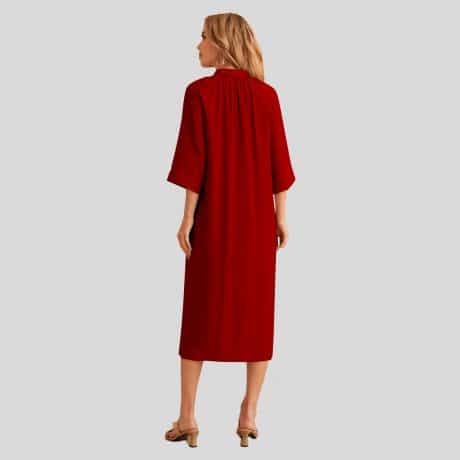 Maroon Notched Neck Buttoned Front Split Side-RCK013