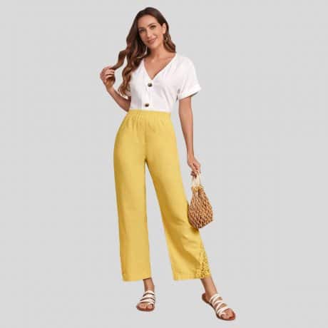 Yellow Lace Insert Pants-RCP005