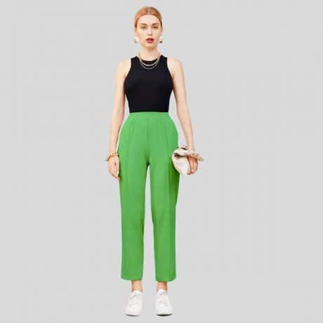 Oxfam Color Elastic Waist Seam Front Tapered Pants-RCP008