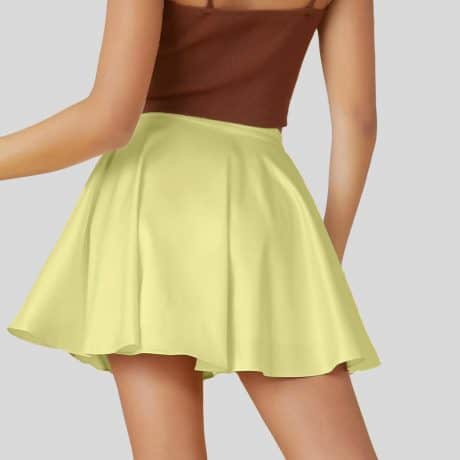Yellow Self-Tie Mini Wrap Skirt-RCS002