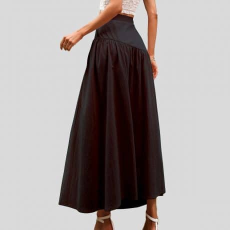 Black Split Hem Crocodile Embossed Skirt-RCS010