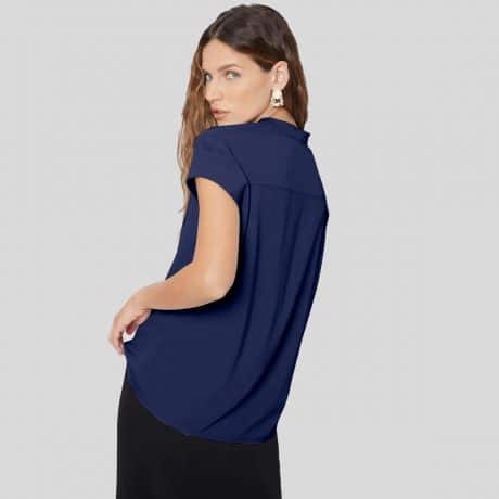 Dark Blue Straight Batwing Sleeve Top-RCT079