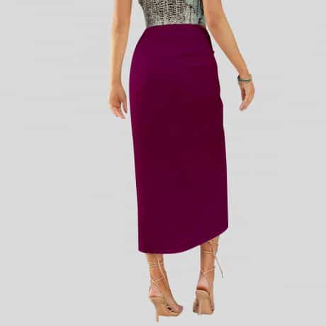 Purple Pink Drawstring Split High Solid Skirt-RKS004