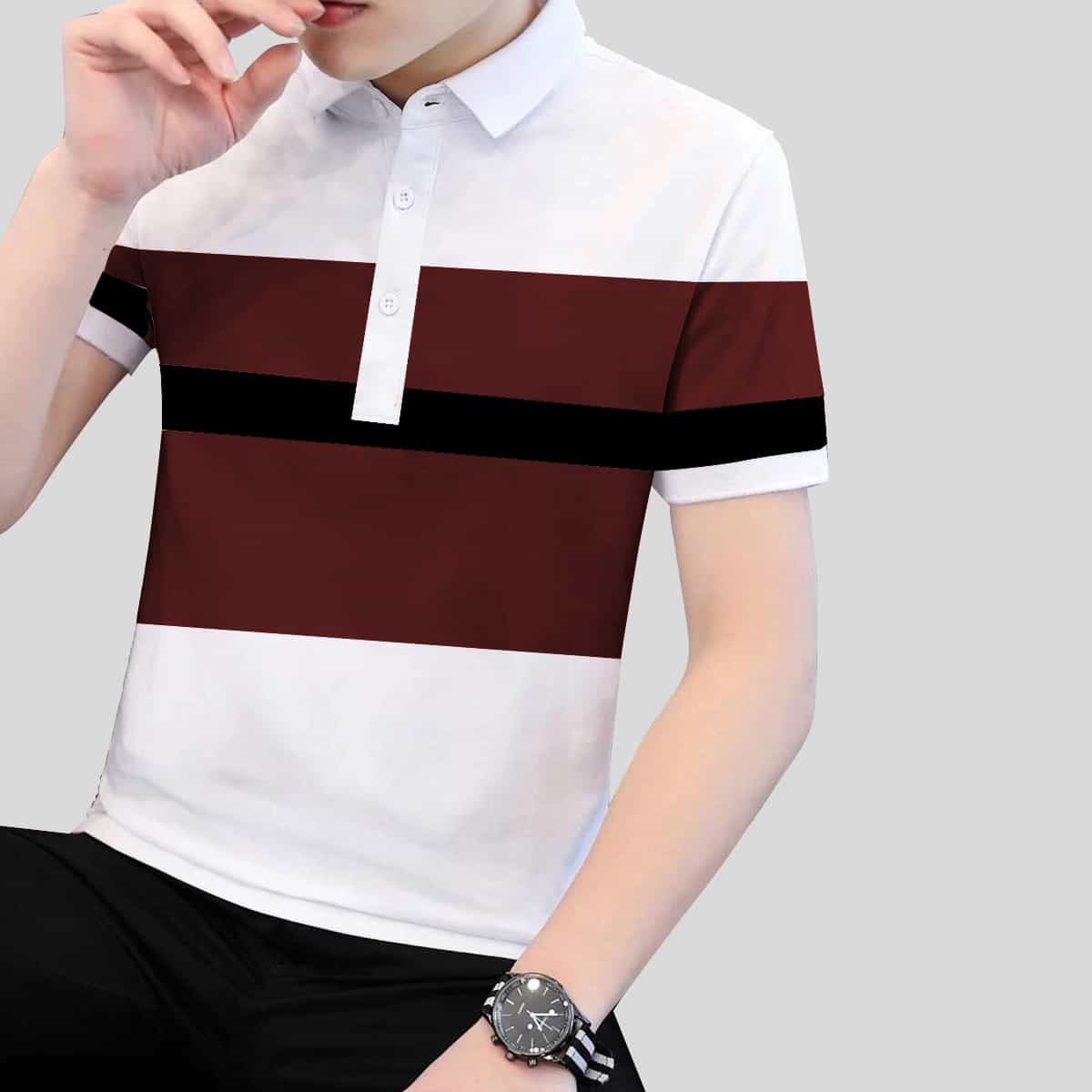 Men Color Blocked Solid Polo T-Shirt-RFSS19M23