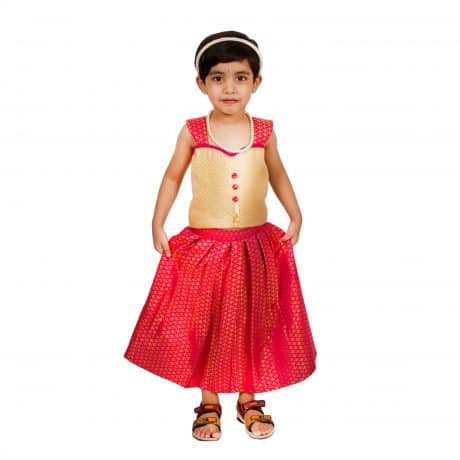 Girls Lehenga Choli Ethnic Wear Self Design Lehenga Choli  (Multicolor, Pack of 1) – RKFC12