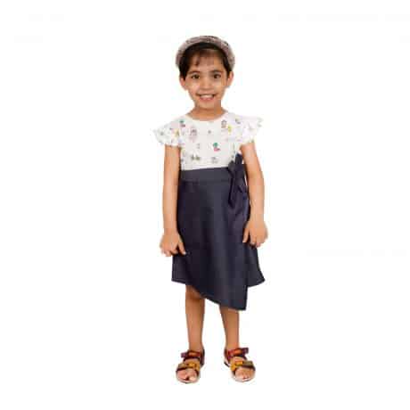 Girls Above Knee Casual Dress  (Multicolor, Short Sleeve) – RKFCW-298-3-4