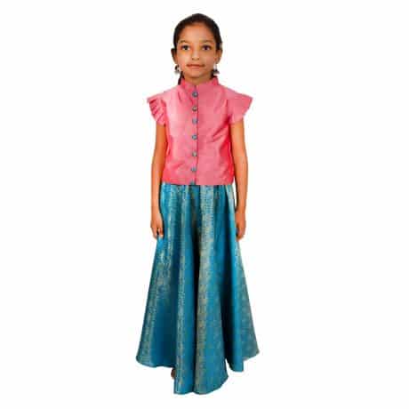Girls Lehenga Choli Ethnic Wear Self Design Lehenga Choli  (Multicolor, Pack of 1) – RKFC36