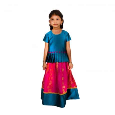 Girls Lehenga Choli Ethnic Wear Self Design Lehenga Choli  (Multicolor, Pack of 1) – RKFC06