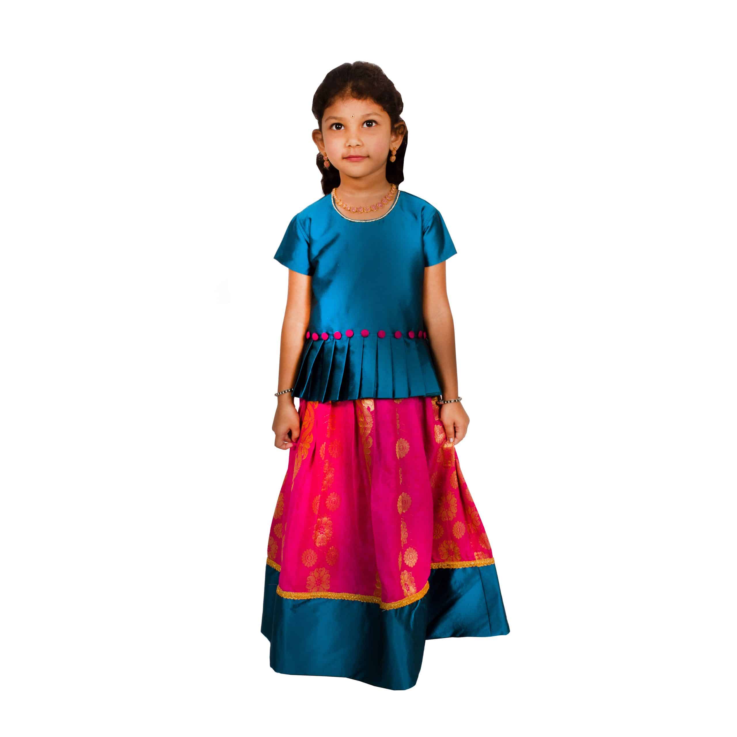 Girls Lehenga Choli Ethnic Wear Self Design Lehenga Choli  (Multicolor, Pack of 1) - RKFC06