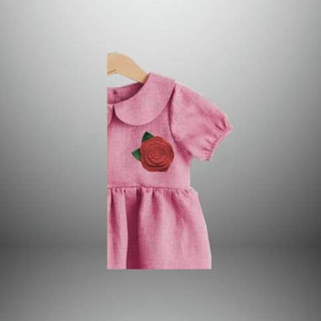Baby Girl’s pink Romper with a Red Rose and a free Hairband-RKFCTT066