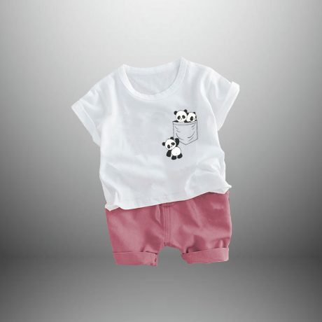 Toddlers Shorts and Half Sleeves T-shirt with a Cute Motif-RKFCTT065