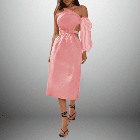 Women’s Midi Dress With Detachable Sleeve-RCD033