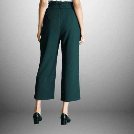 Women’s Regular Fit Dark Teal Blue Trouser with a Fabric Belt-REP003