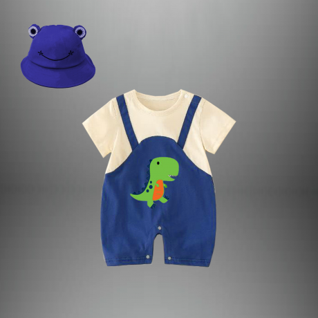 Baby boy’s romper with a free hat-RKFCTT071