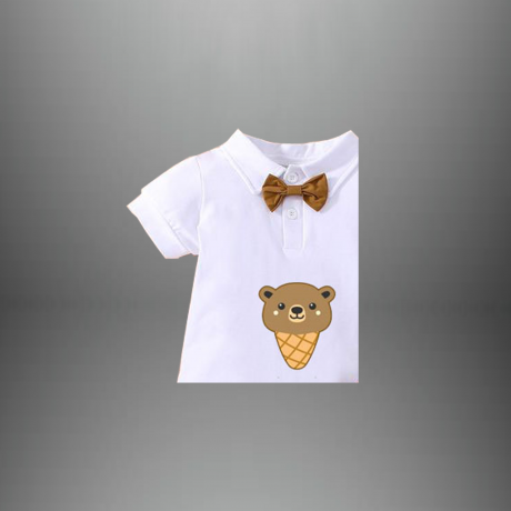 Baby boy’s 2 piece set with ice cream motif and a bow tie-RKFCTT070
