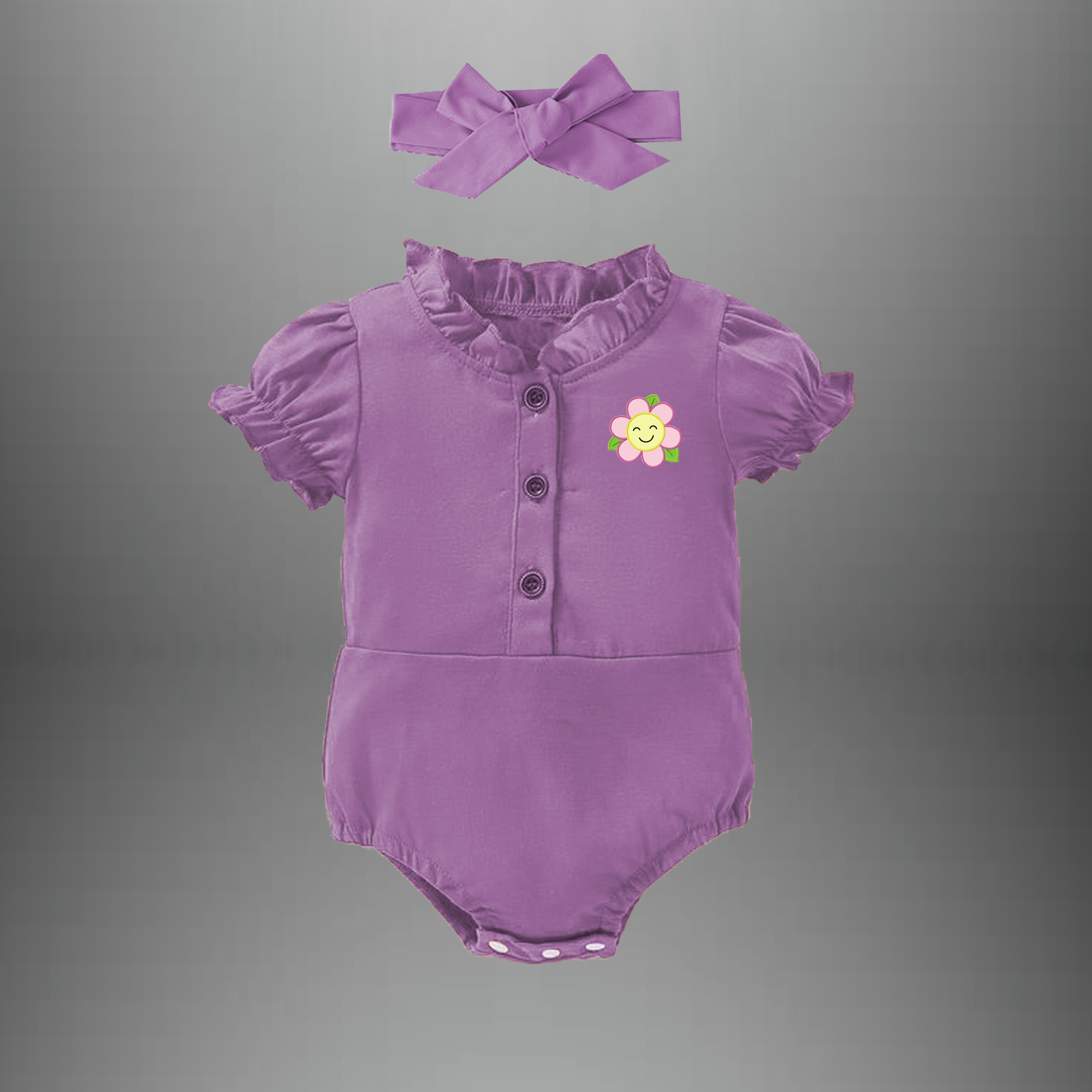 Baby girl's purple romper with a free hairband-RKFCTT069.
