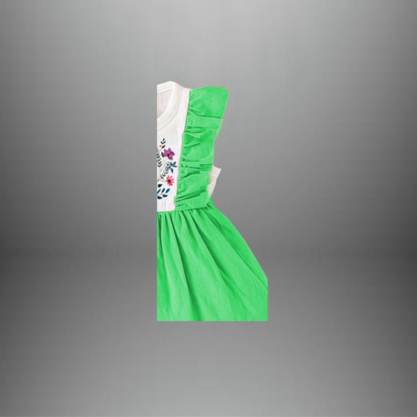 Girl’s frilled dress with a floral motif design  with a free hairband-RKFCW407