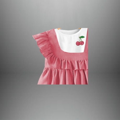 Toddler’s Color blocked dress with frills and a free hairband-RKFCTT075