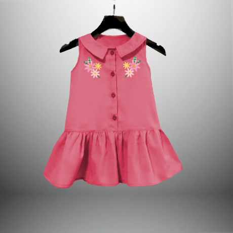 Peter pan collar  A line Dress for Girls-RKFCW414