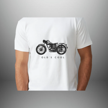 Men’s White Biker Printed T-Shirt-RKTM003