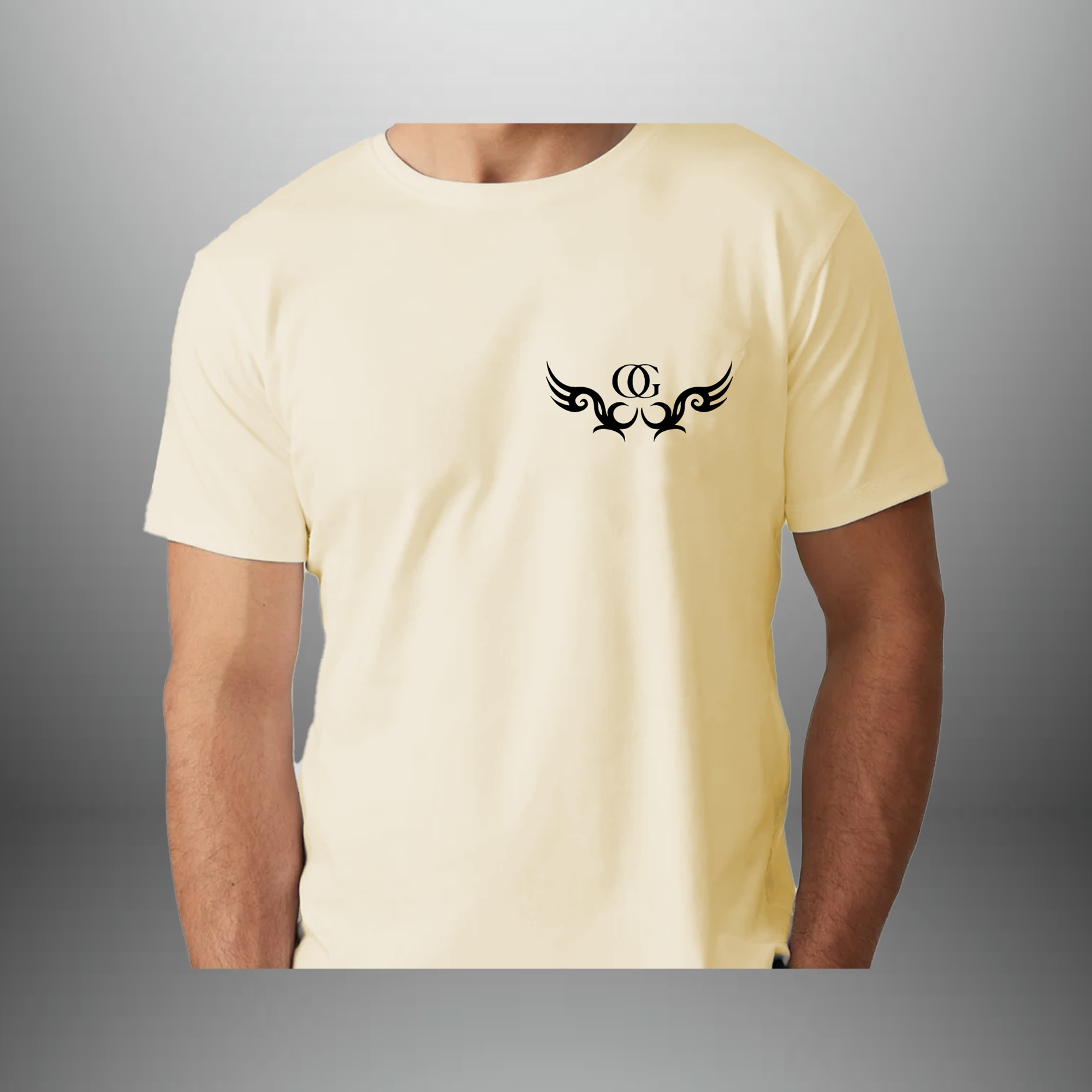 Men's Light Yellow T-Shirt-RKTM004