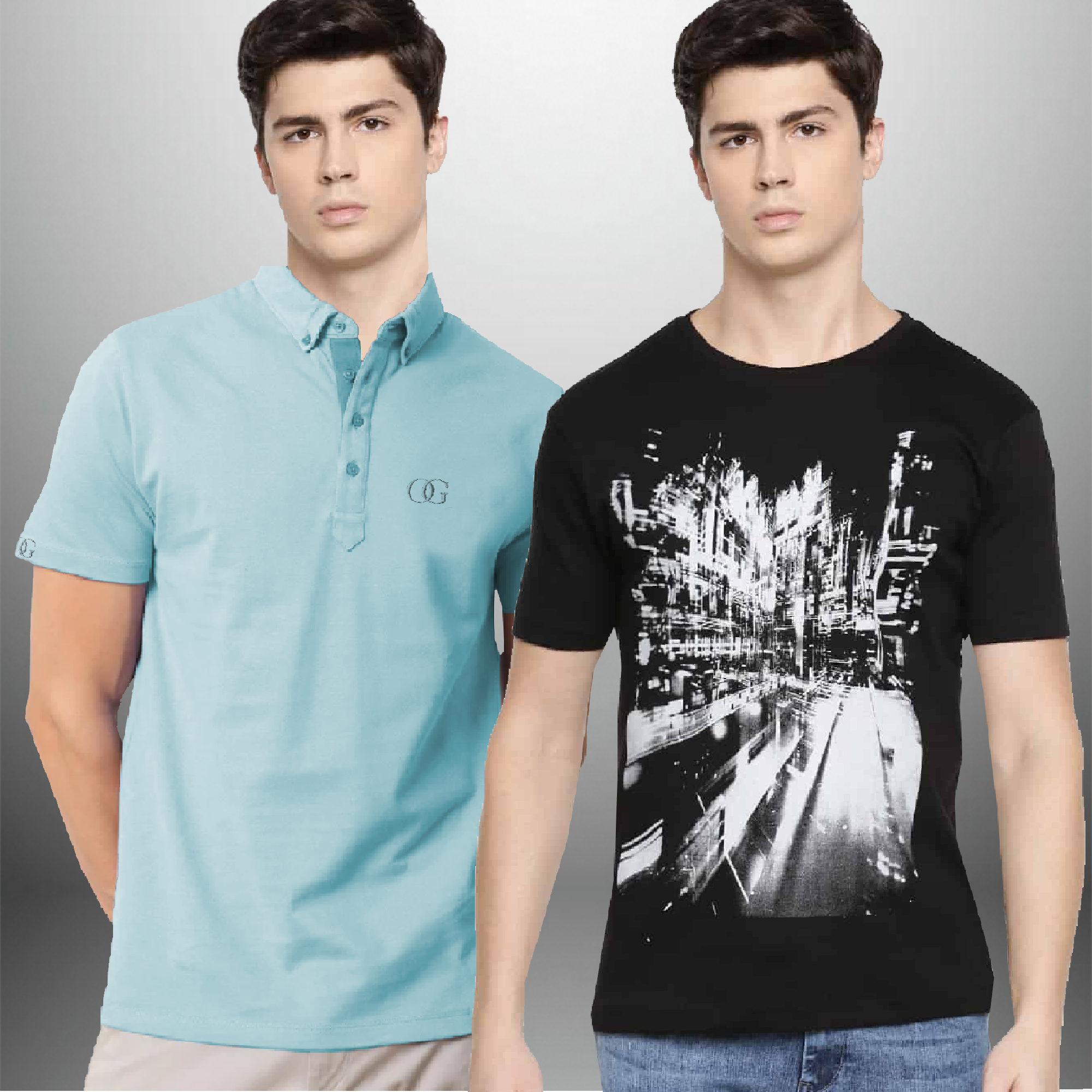 Pack Of 2 Men's Collared T-Shirts With OG Logo-RKTMCO006