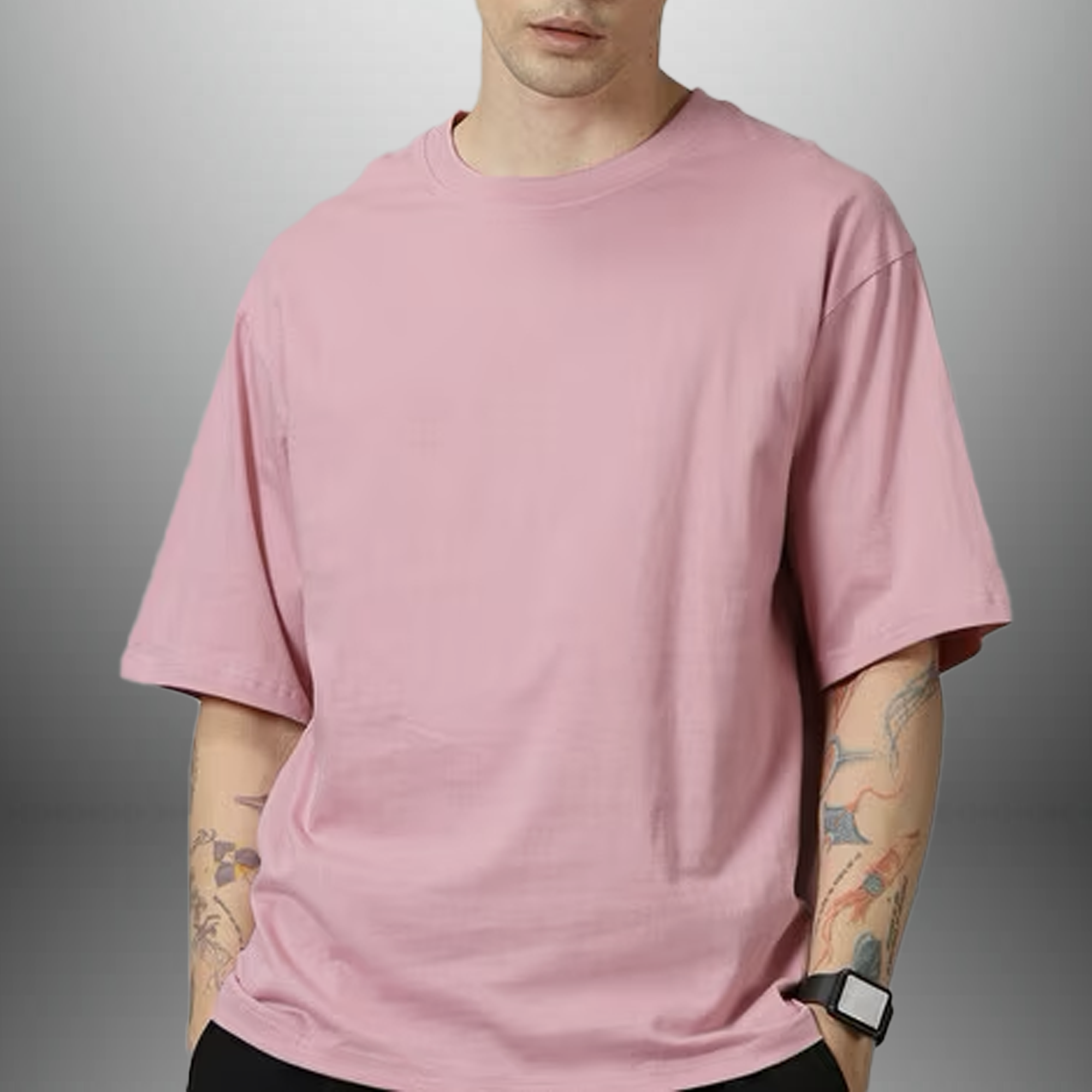 Men'S Pink T-Shirt With Printing On The Back-RKTM002