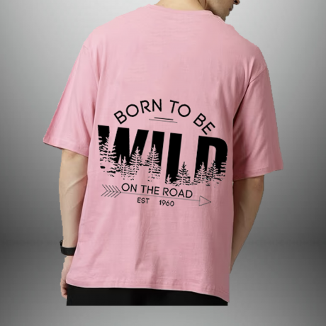 Men’S Pink T-Shirt With Printing On The Back-RKTM002