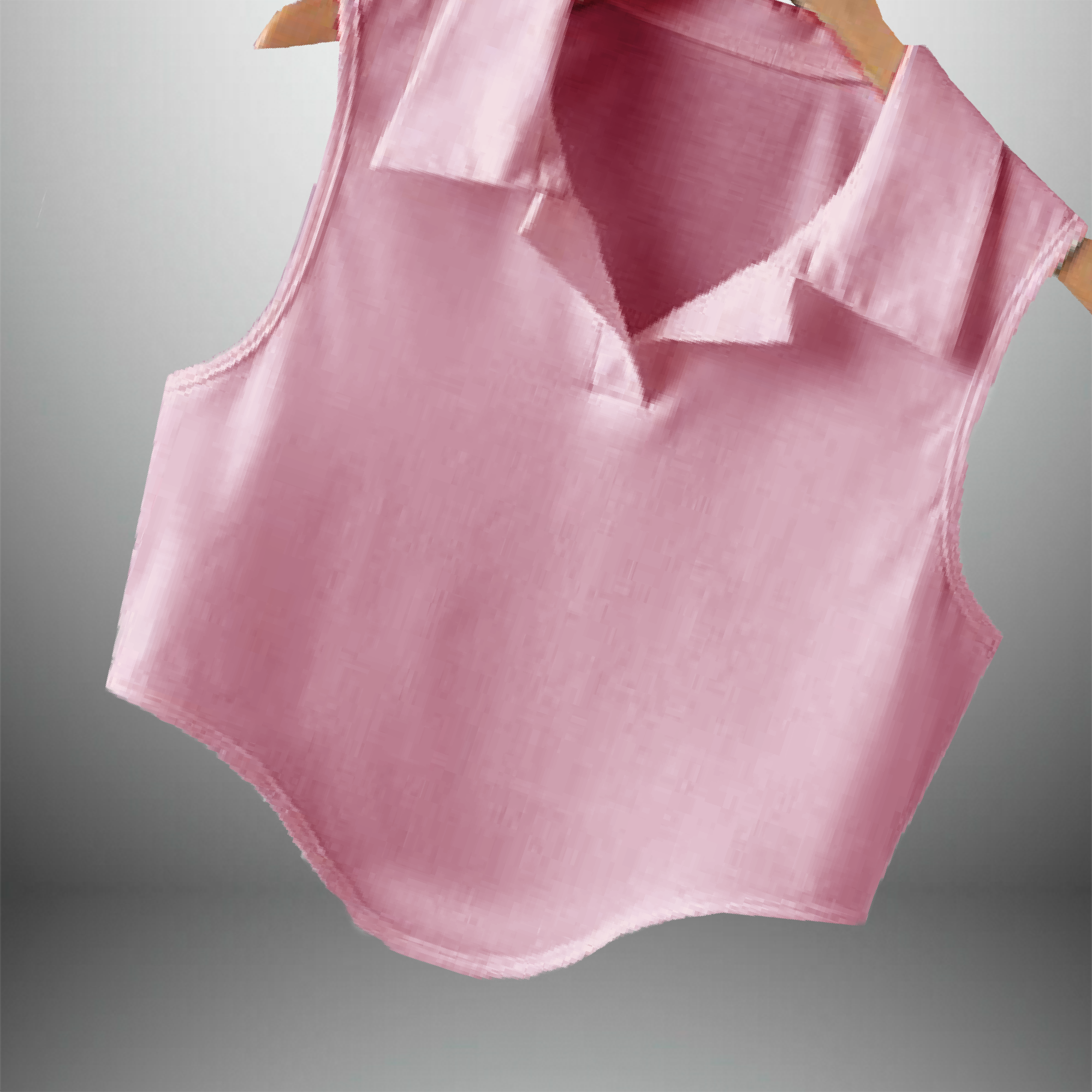Women's Light Pink Sleeveless Tee With Collar-RKTW005