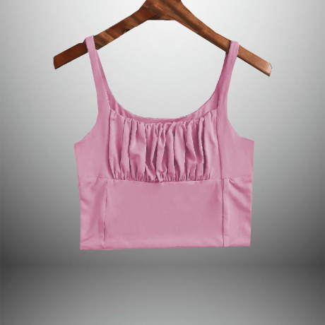 Women’s Sleeveless Top With Front Gathering-RKTW006