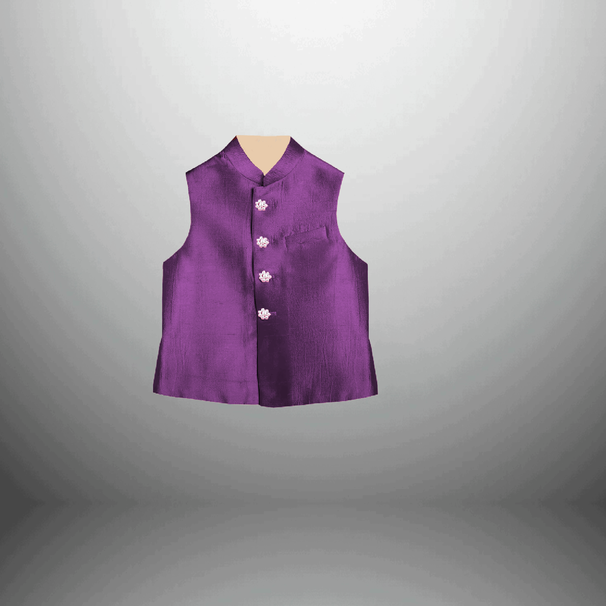 Boy's casual purple color button down waistcoat with beadwork-RKFCW450