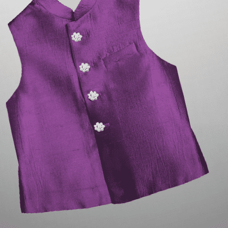 Boy’s casual purple color button down waistcoat with beadwork-RKFCW450