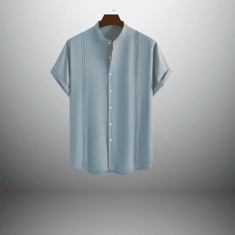 Men’s blue Half sleeve shirt with threadwork in the front-RMS006