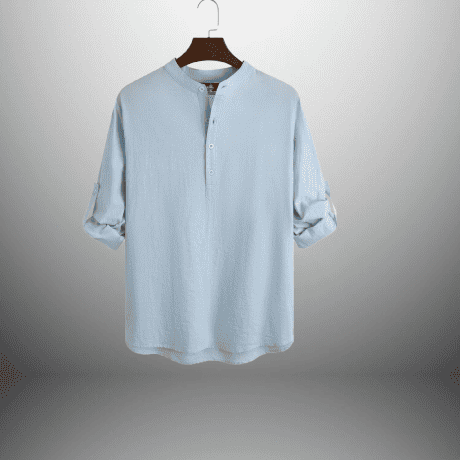 Men’s light blue Full sleeve kurta style shirt-RMS003