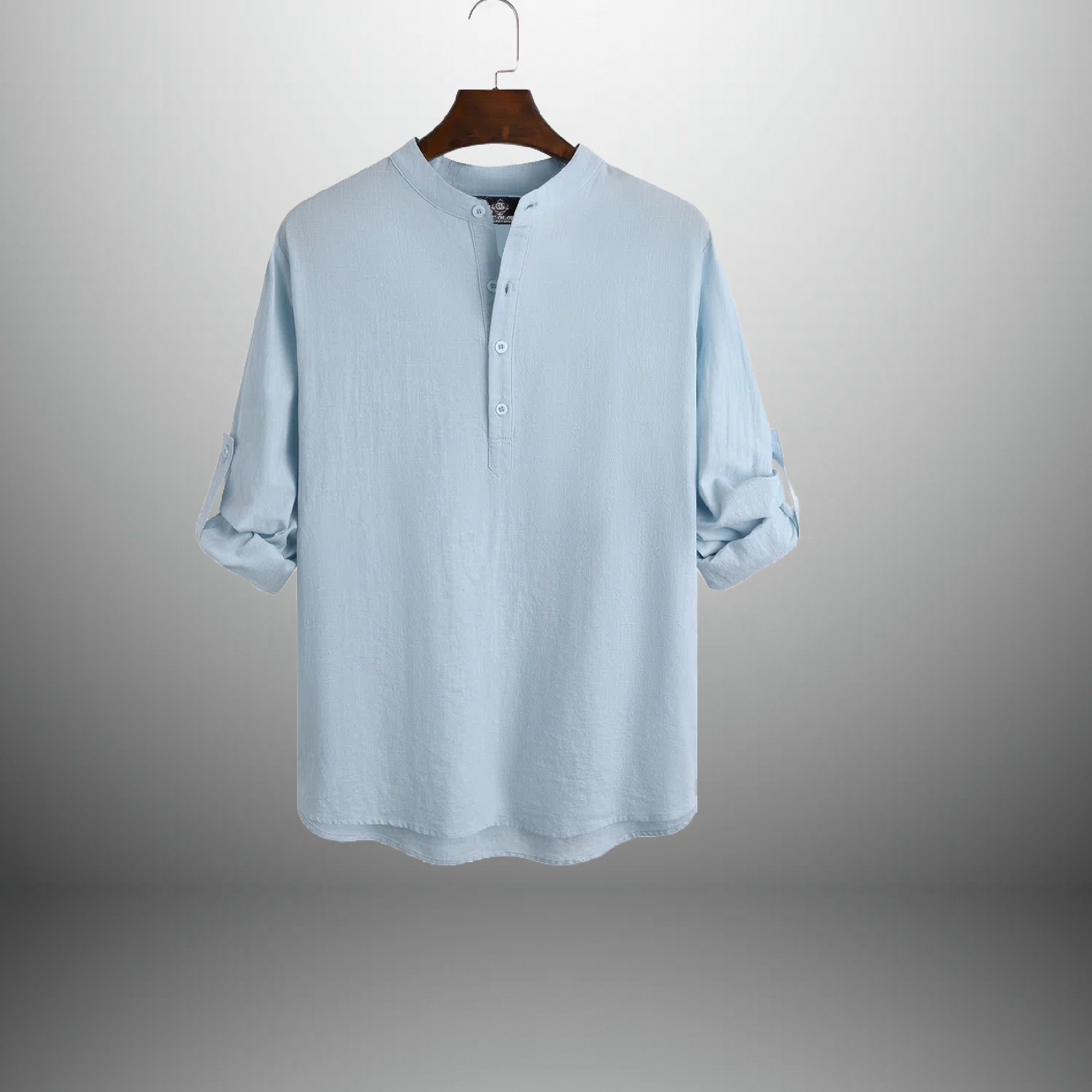 Men's light blue Full sleeve kurta style shirt-RMS003