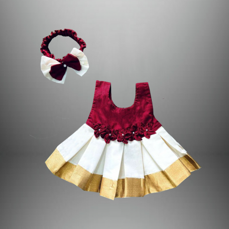 Toddler’s cute dress for festive look with a free hairband-RKFCTT079