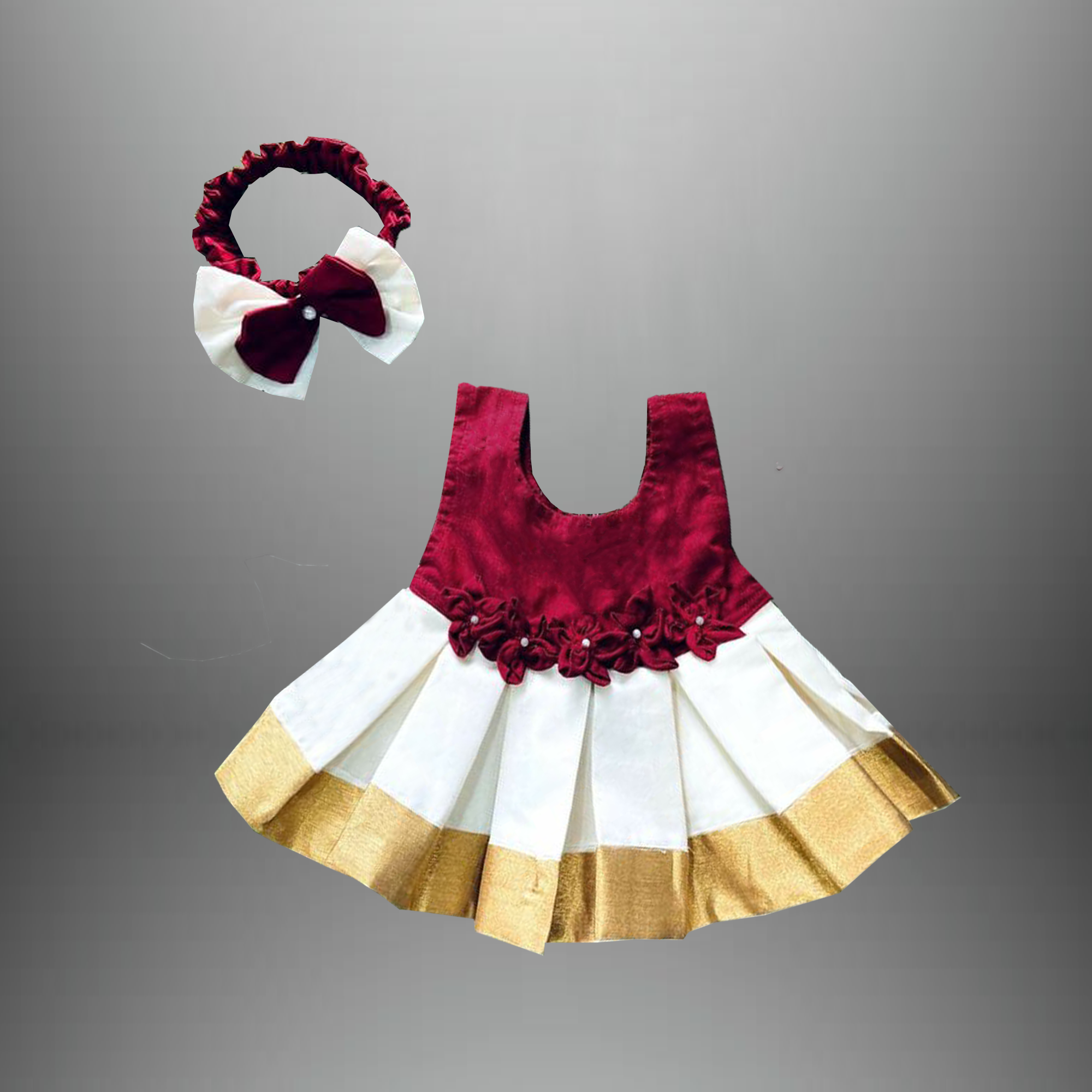 Toddler's cute dress for festive look with a free hairband-RKFCTT079