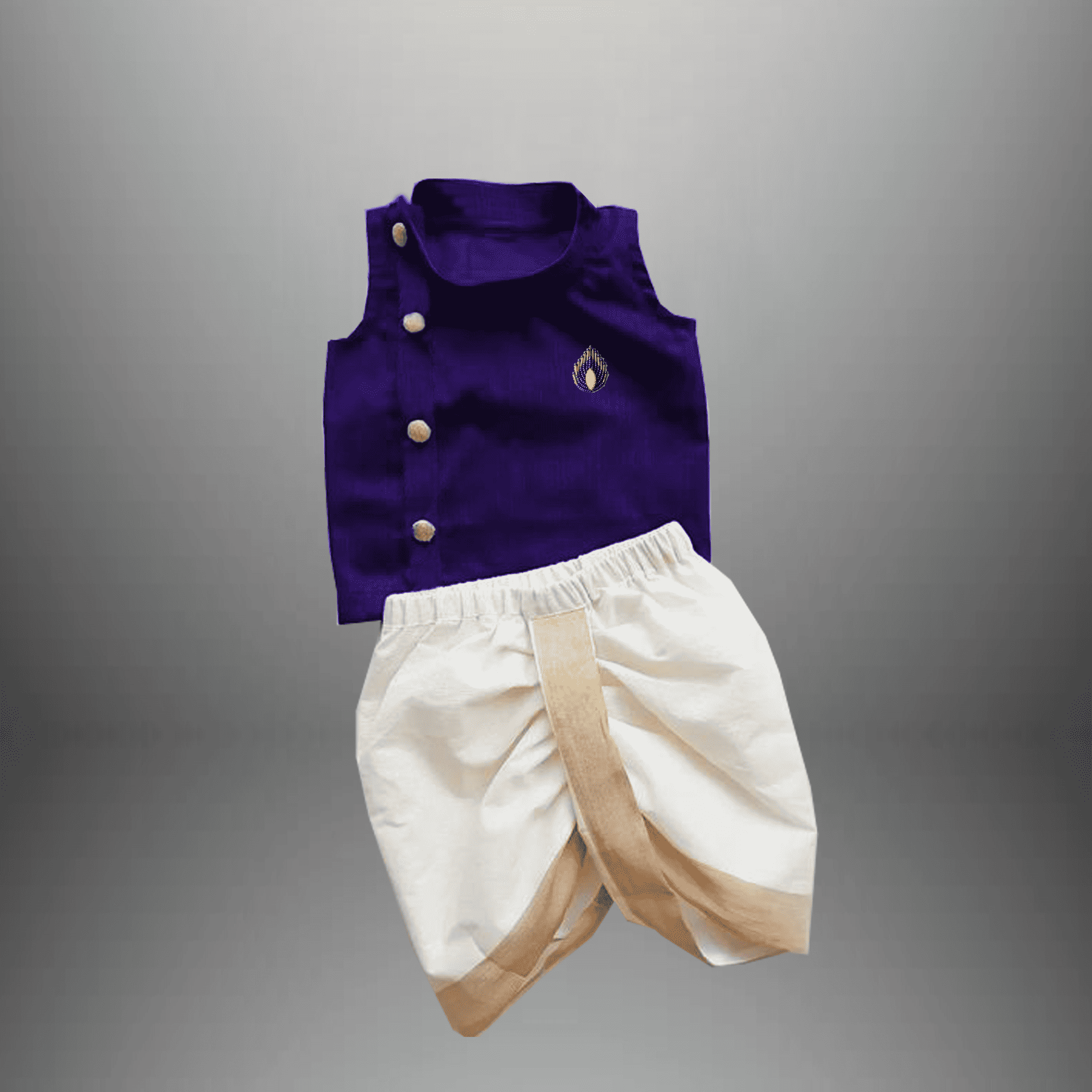 Toddler's off white dhoti and top set-RKFCTT081