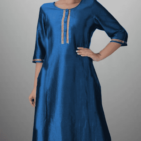 Women’s Blue 3/4th sleeve kurti with flared Palazzo-RWKS026